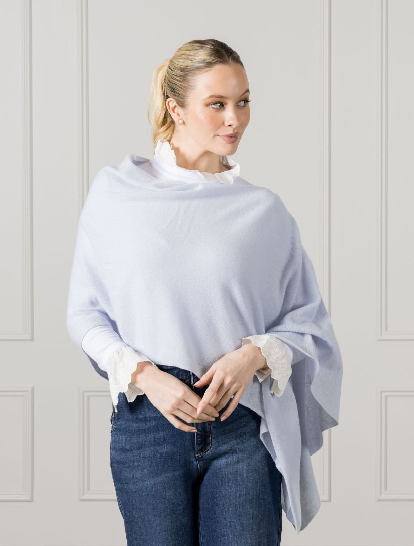 Cashmere Ponchette Pale Blue - Zjoosh