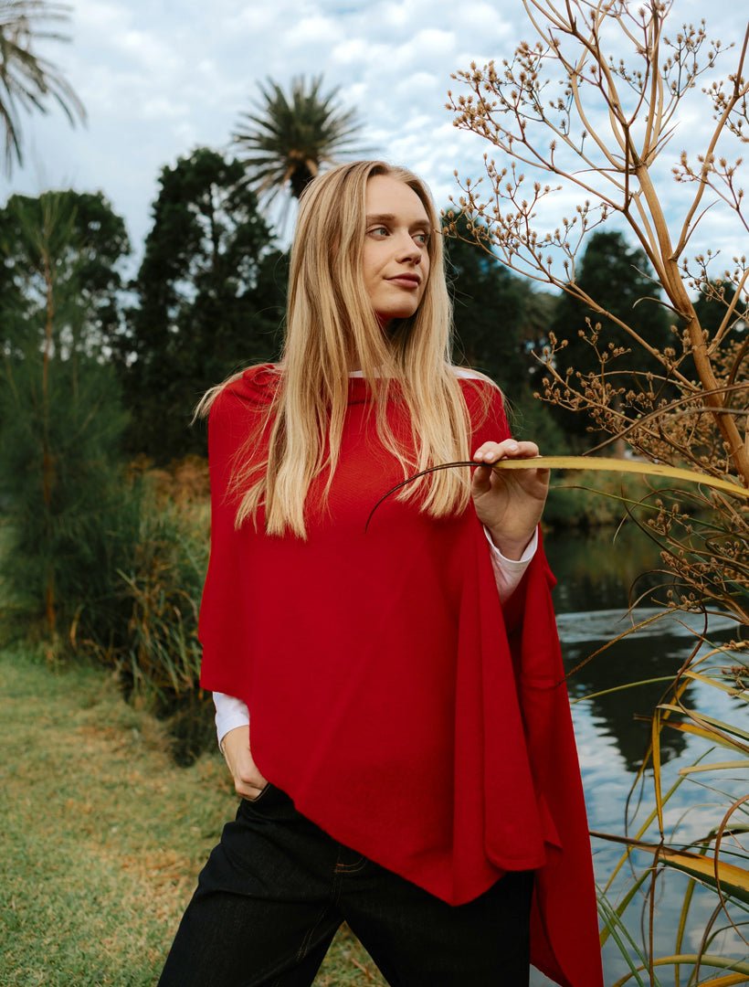 Cashmere Ponchette Red - Zjoosh