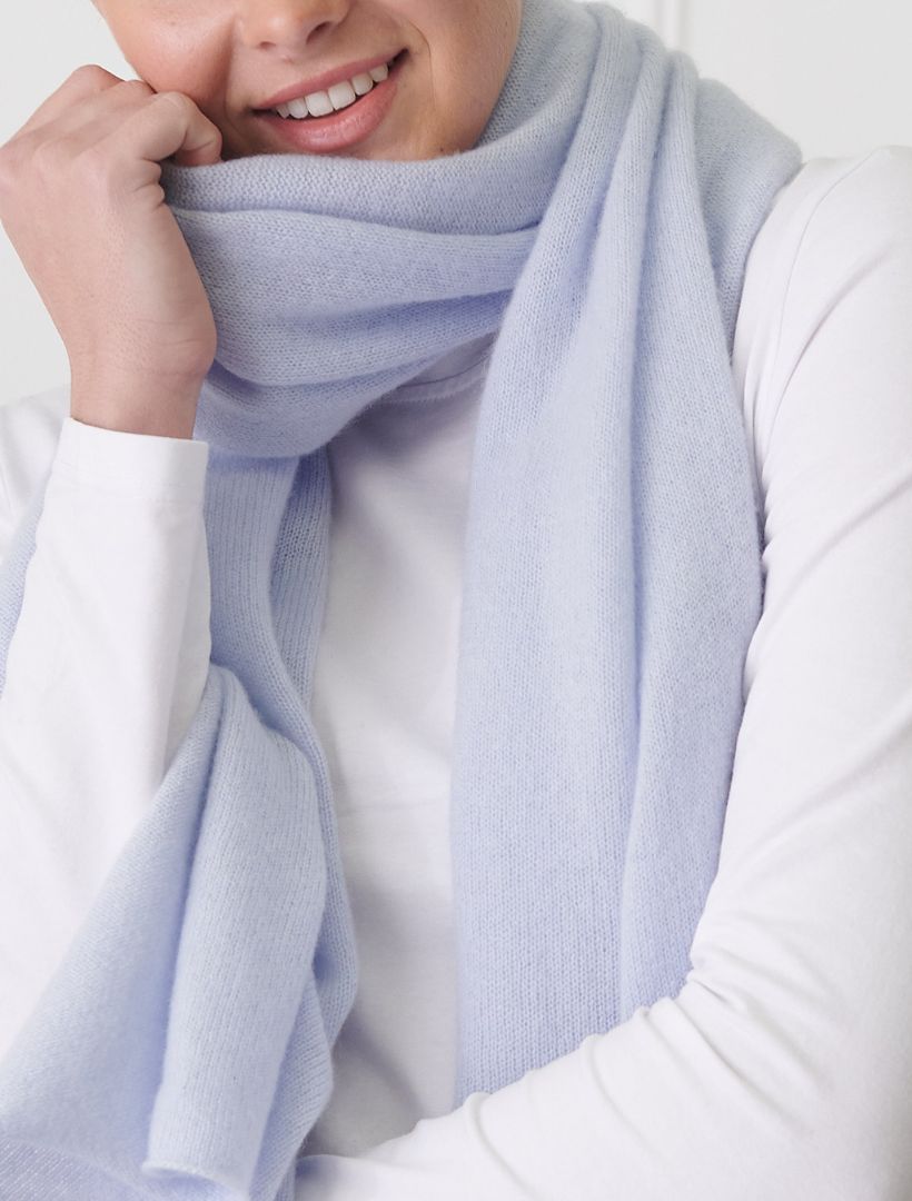 Cashmere Scarf Pale Blue - Zjoosh
