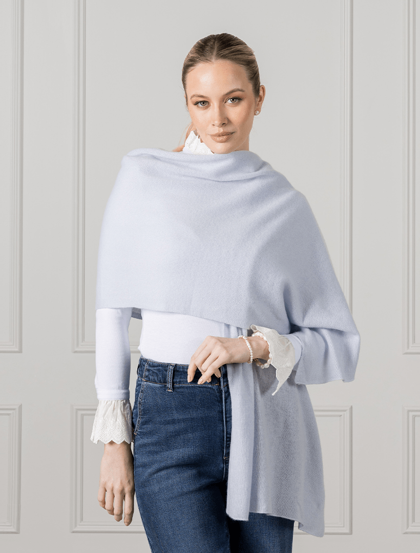 Cashmere Scarf Pale Blue - Zjoosh