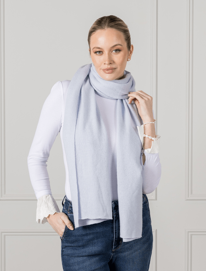 Cashmere Scarf Pale Blue - Zjoosh