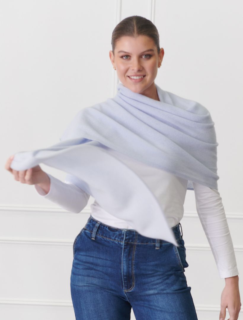 Cashmere Scarf Pale Blue Zjoosh