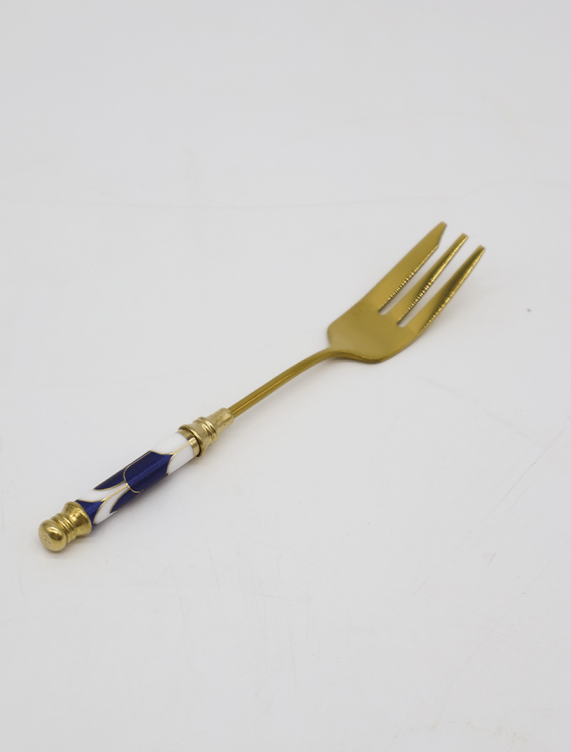 Ceramic Blue Arch Tile Pattern Fork Gold - Zjoosh