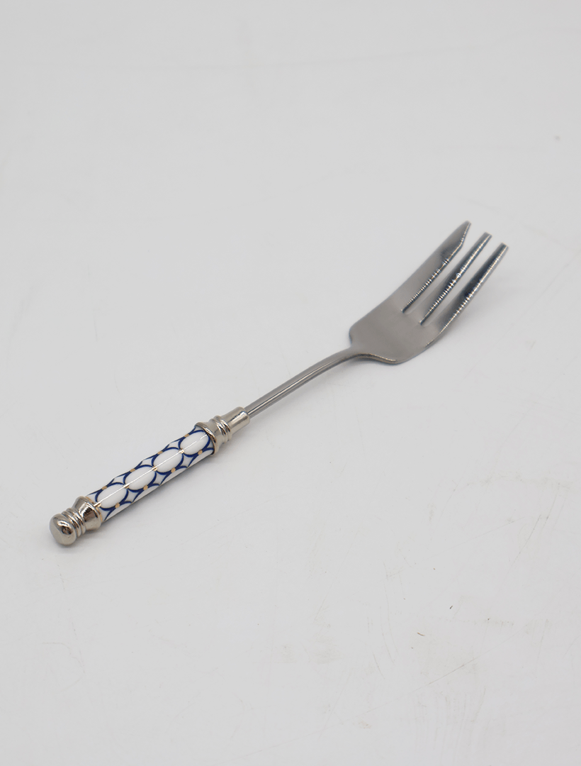 Ceramic Blue Pattern Fork Silver - Zjoosh