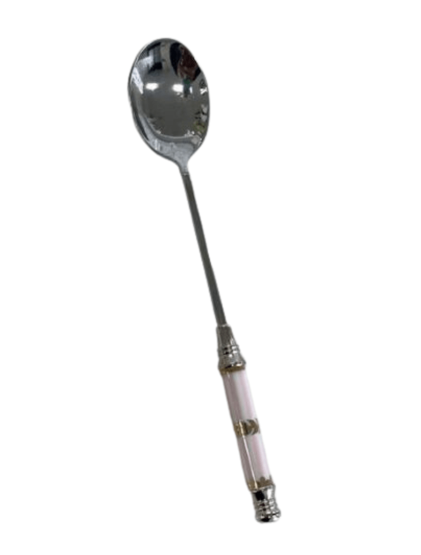 Ceramic Pink Stripe Pattern Spoon Silver - Zjoosh