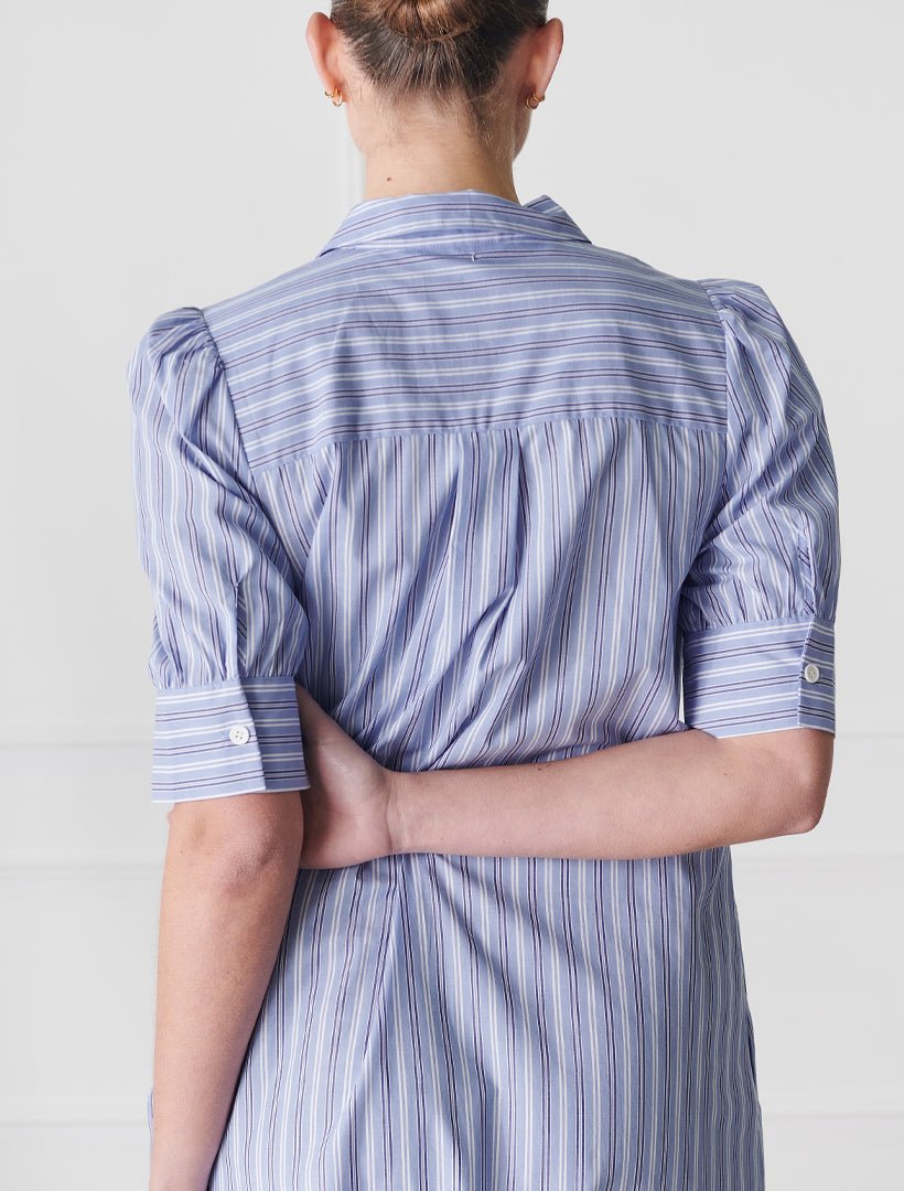 Chalk Stripe Dress Blue - Zjoosh