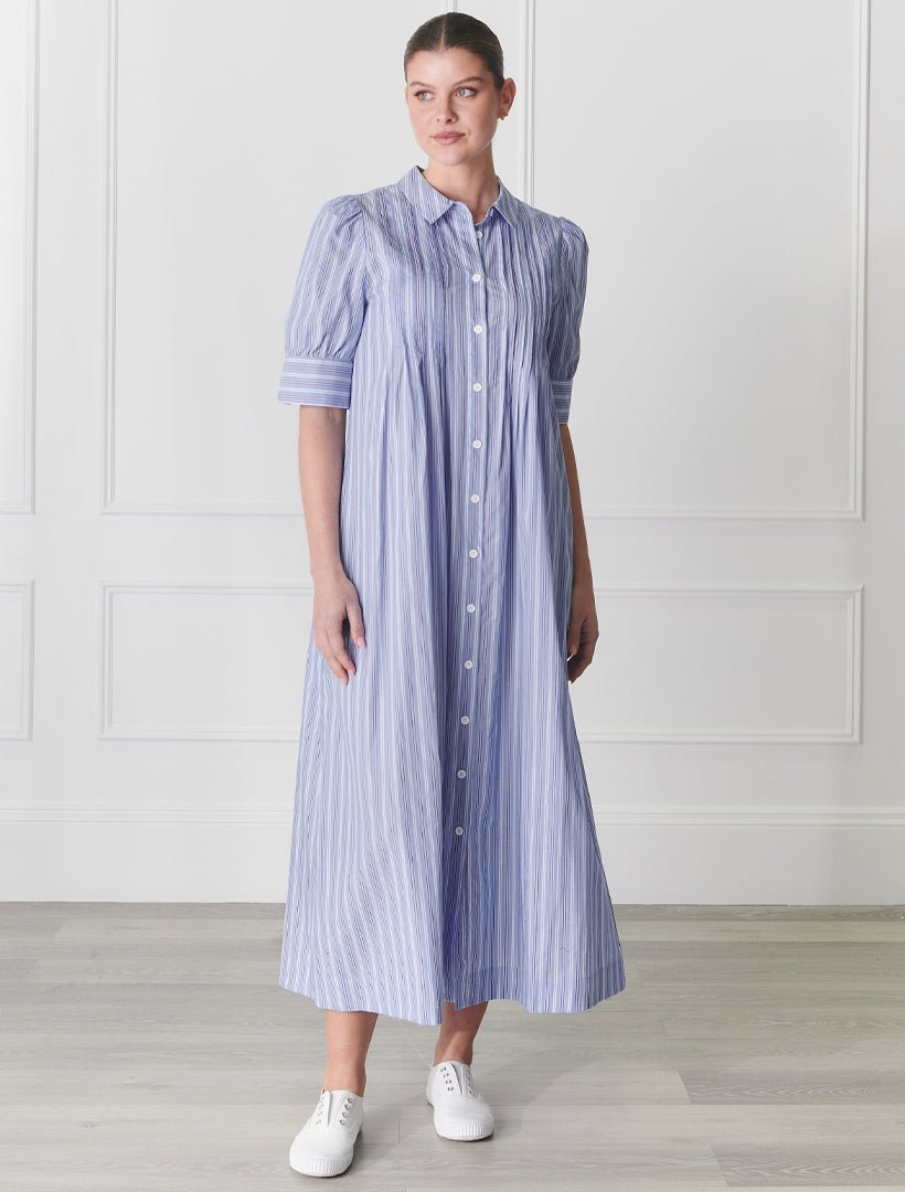 Chalk Stripe Dress Blue - Zjoosh