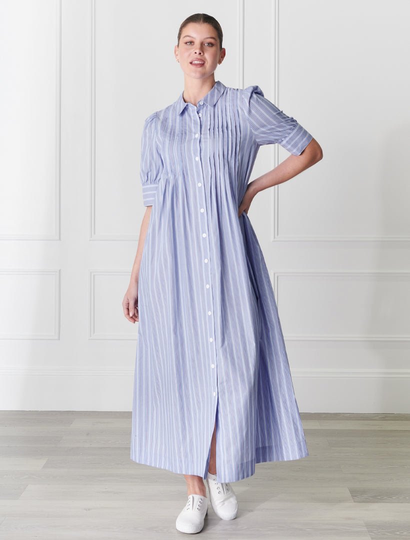 Chalk Stripe Dress Blue - Zjoosh