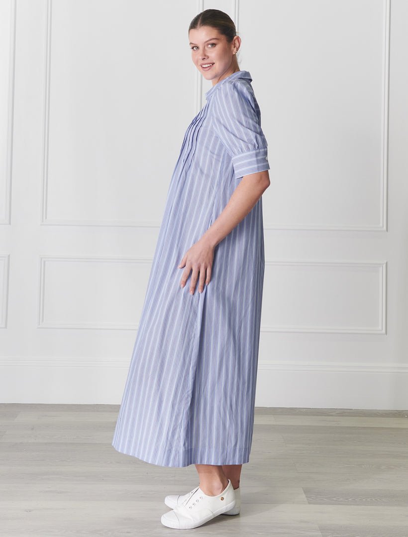 Chalk Stripe Dress Blue - Zjoosh