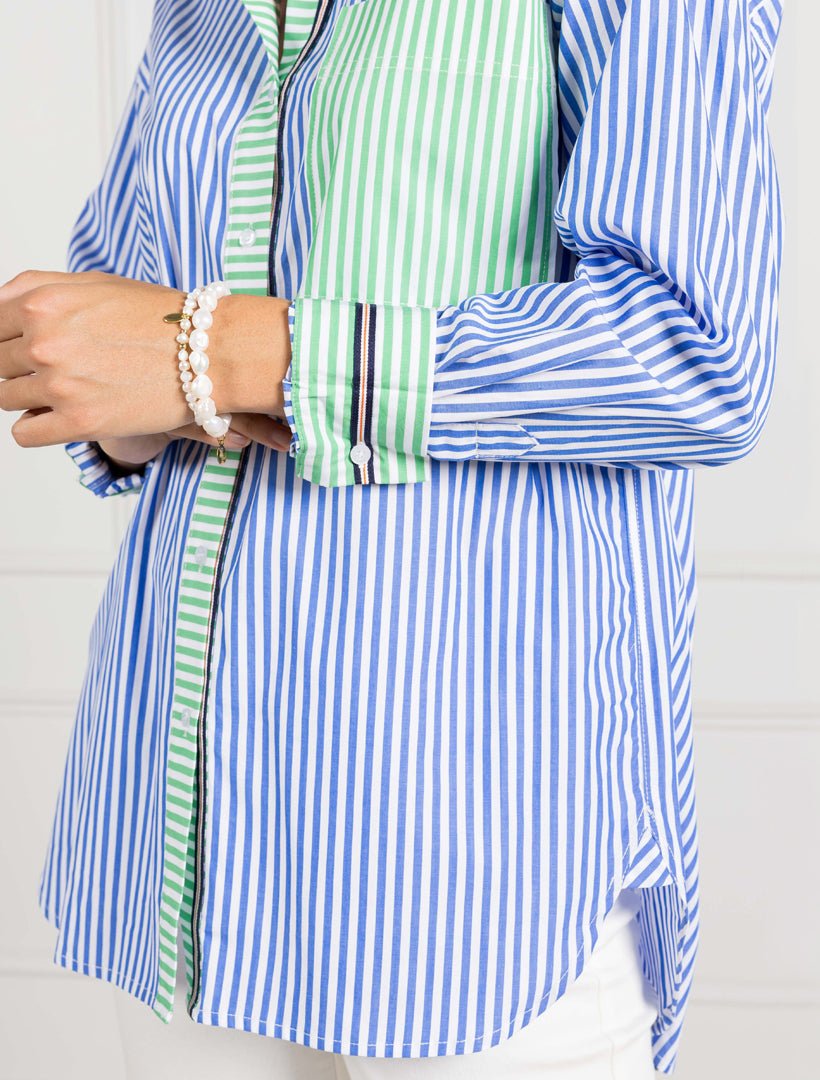 Charlie Striped Shirt Blue Green - Zjoosh