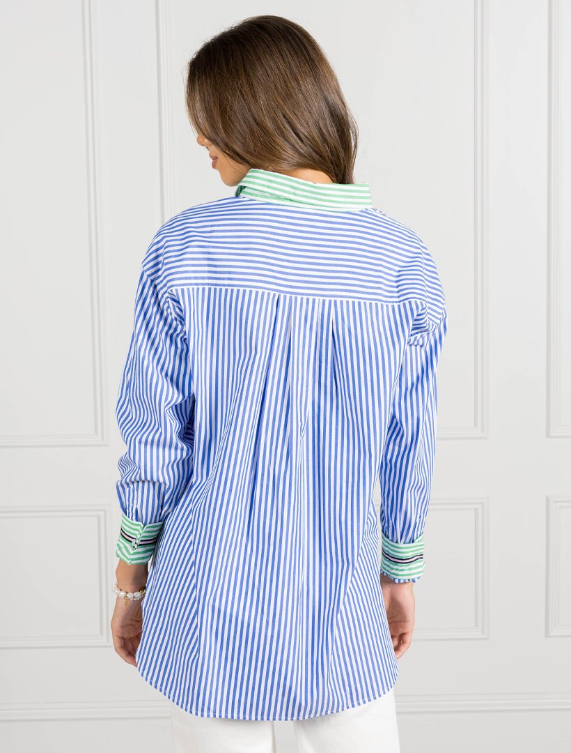 Charlie Striped Shirt Blue Green - Zjoosh