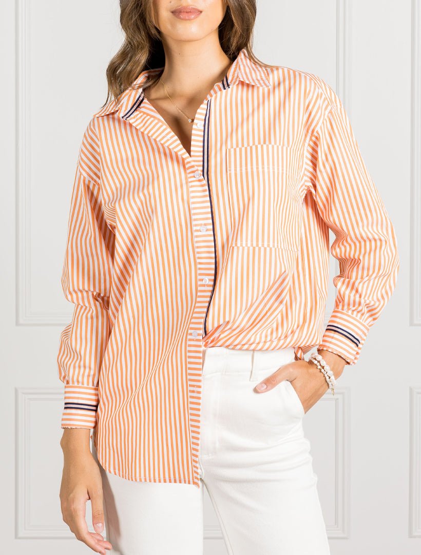 Charlie Striped Shirt Tangelo - Zjoosh