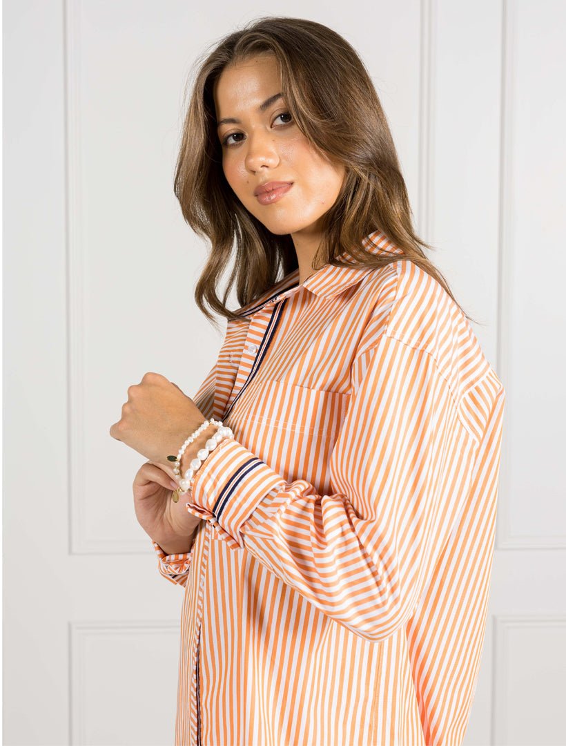 Charlie Striped Shirt Tangelo - Zjoosh