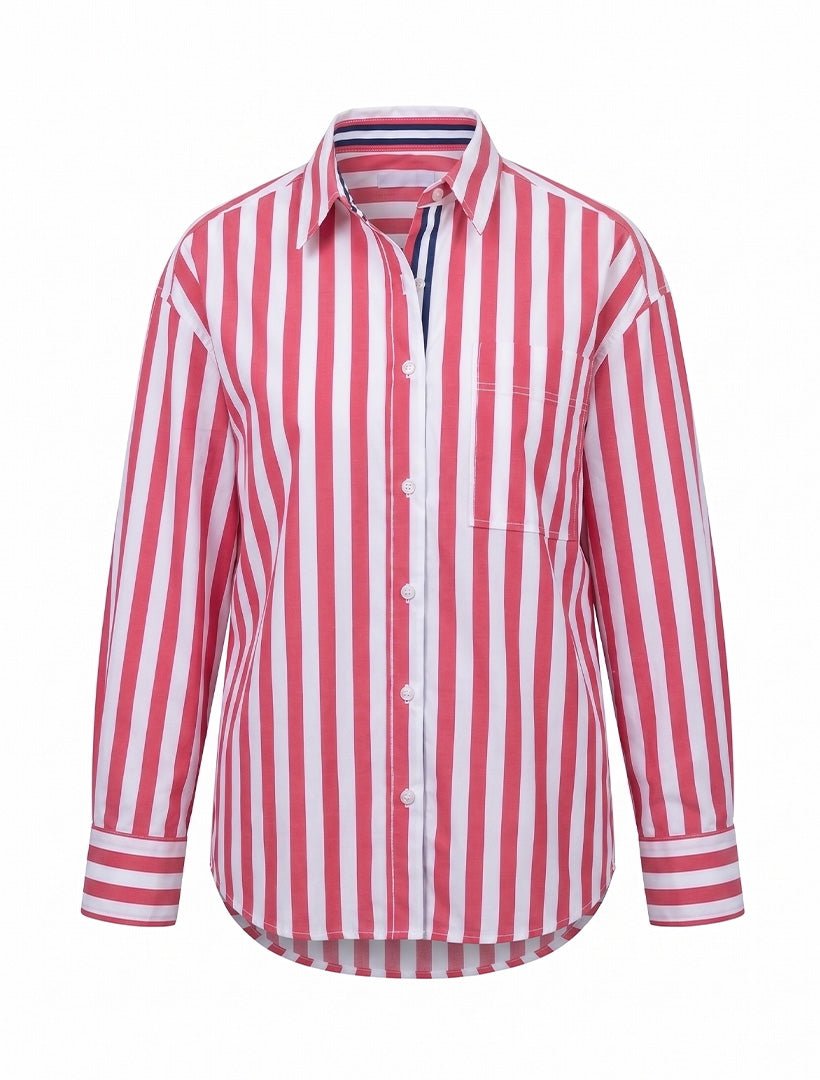 Charlie Wide Stripe Shirt Red - Zjoosh