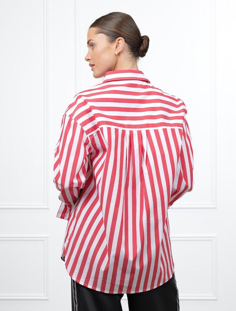 Charlie Wide Stripe Shirt Red - Zjoosh
