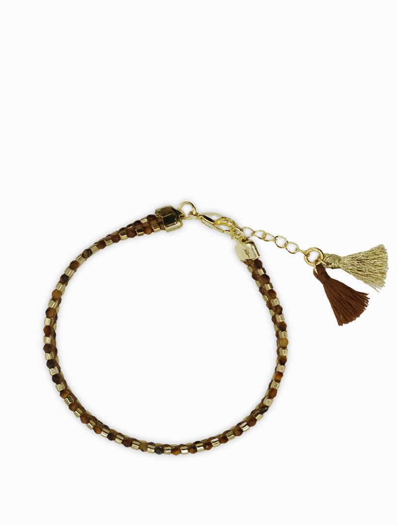 Chocolate Beaded Tassel Bracelet - Zjoosh