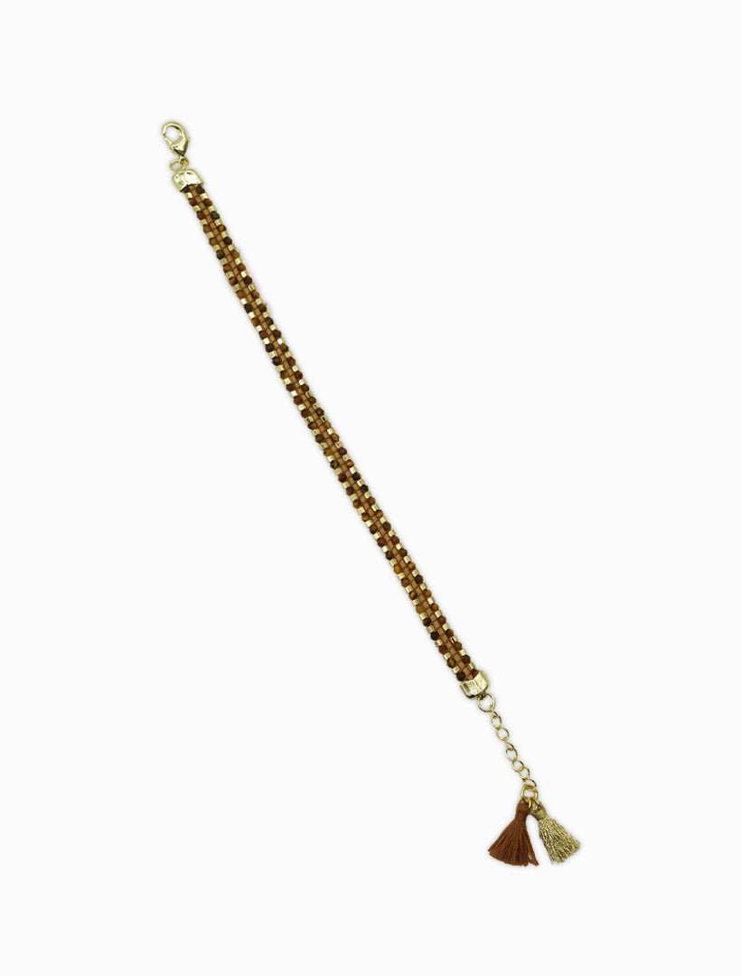 Chocolate Beaded Tassel Bracelet - Zjoosh