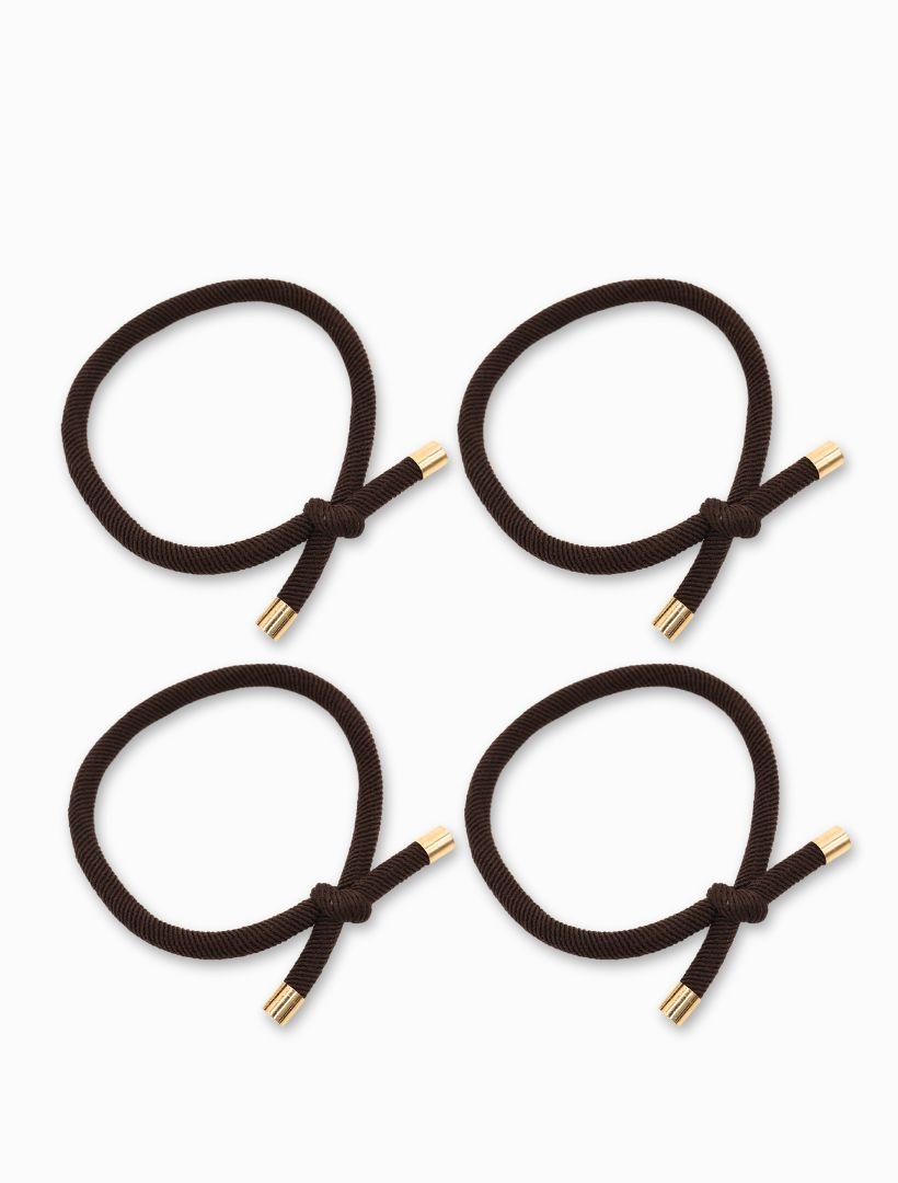 Chocolate Gold Tip Hair Ties Pack of 4 - Zjoosh