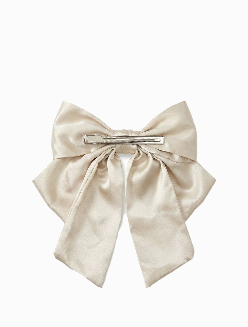Satin Clip On Bow Champagne