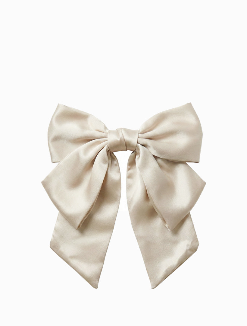 Satin Clip On Bow Champagne