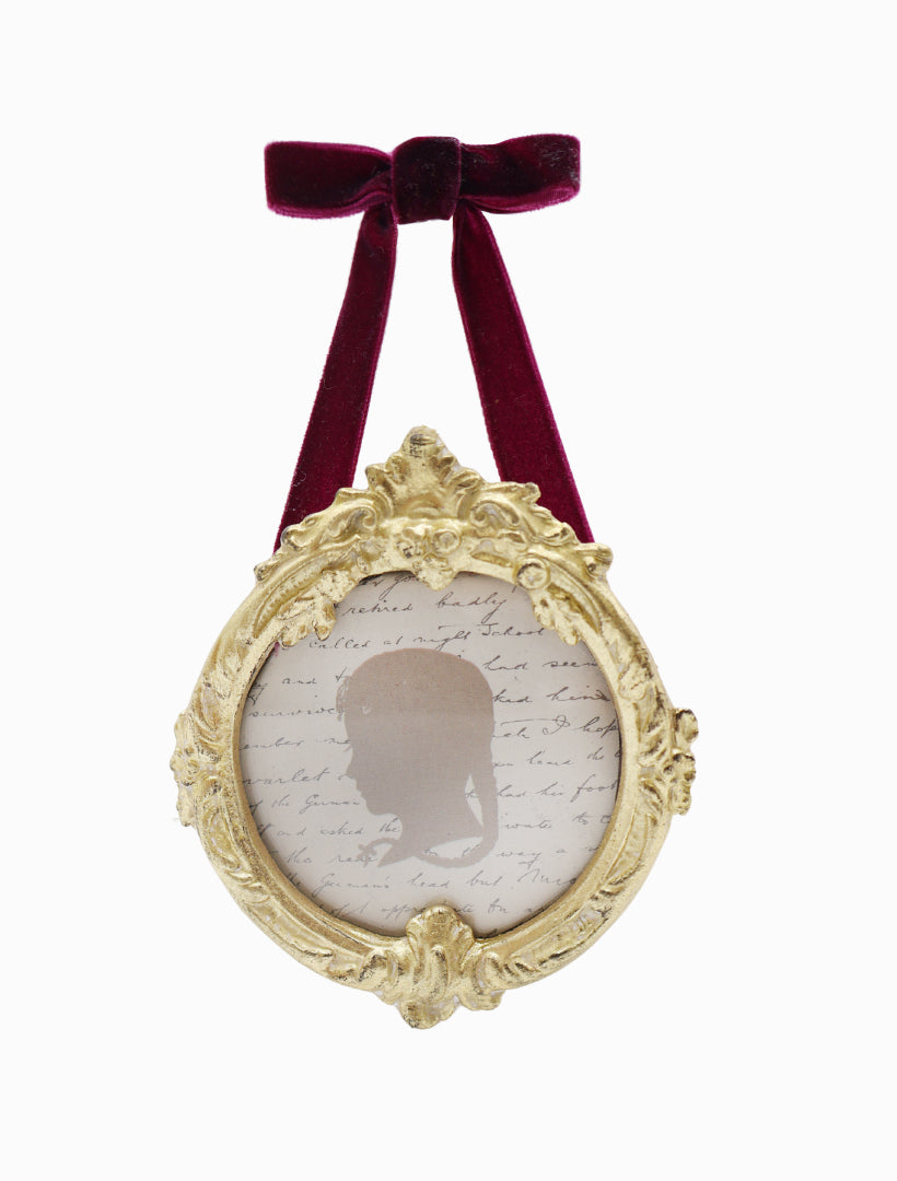 Round Mini Frame Burgundy Ribbon