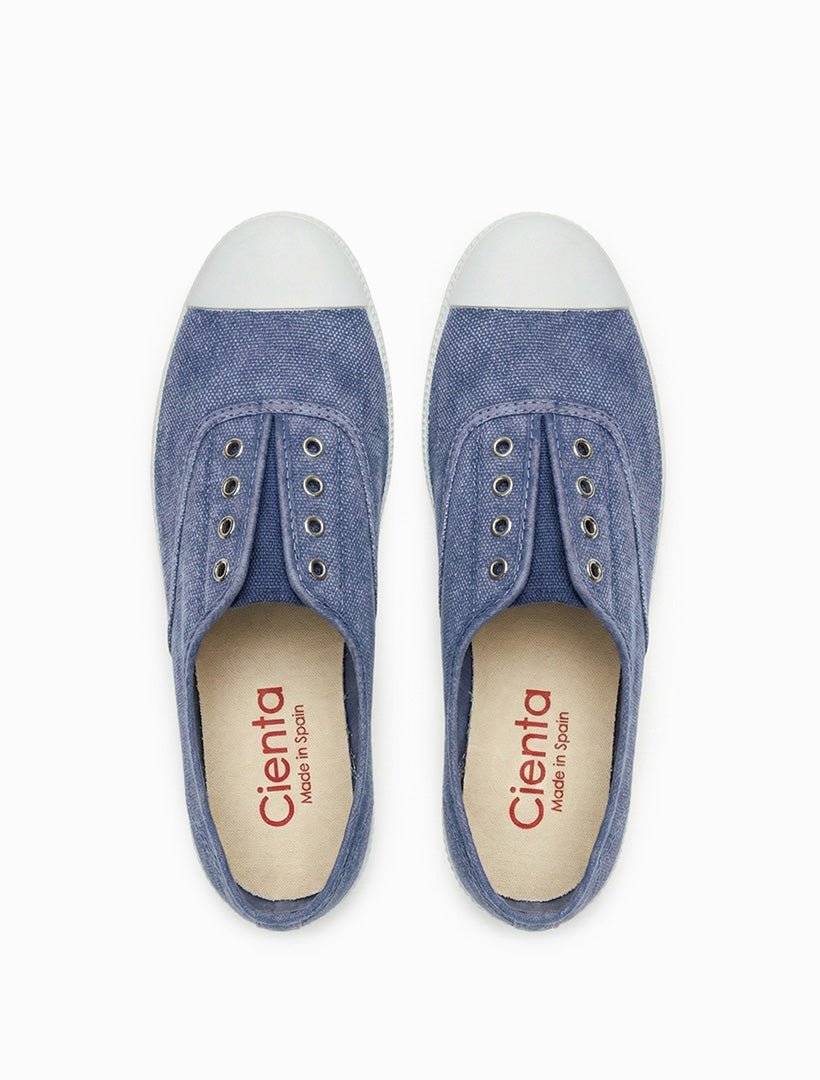 Cienta Plimsole Stone Washed Denim - Zjoosh