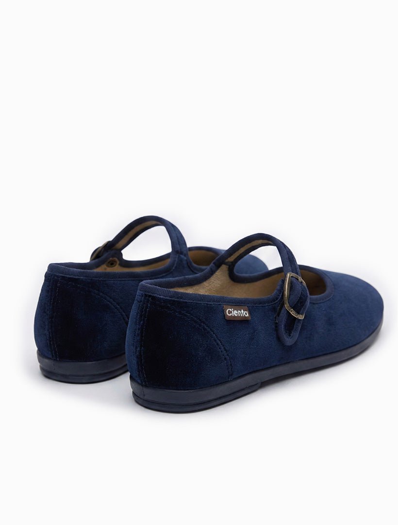 Cienta Velvet Mary Jane Navy - Zjoosh