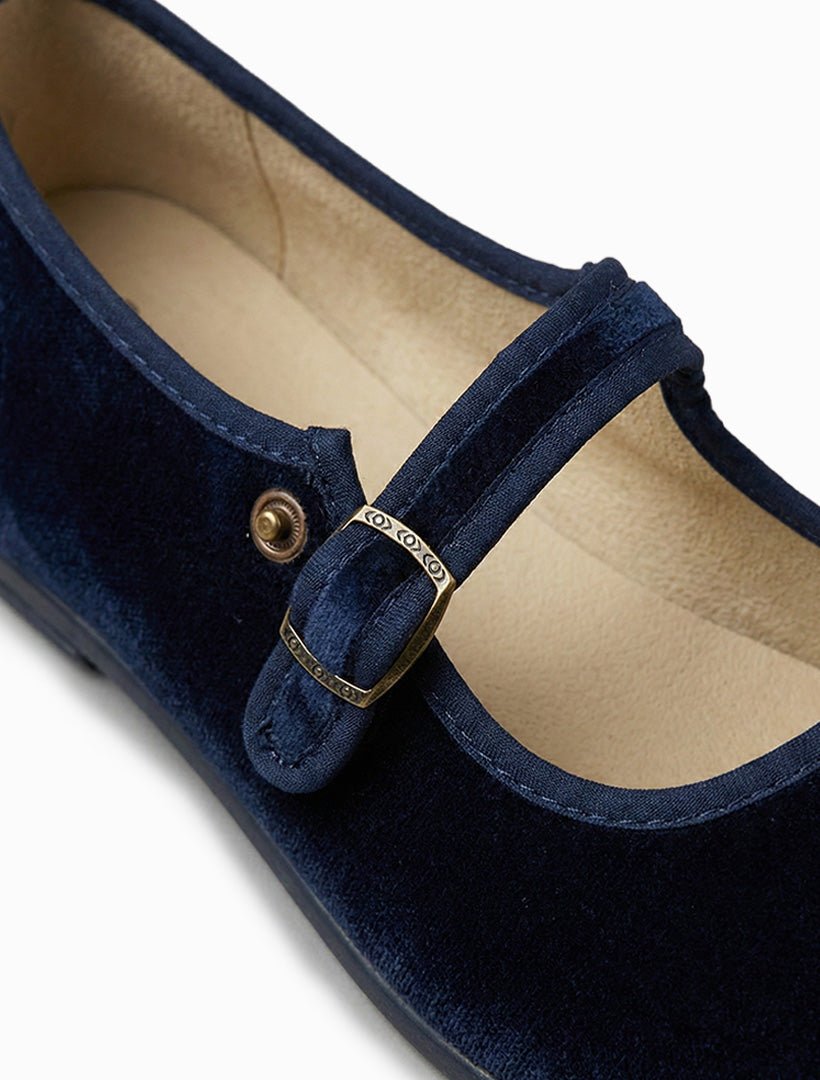 Cienta Velvet Mary Jane Navy - Zjoosh