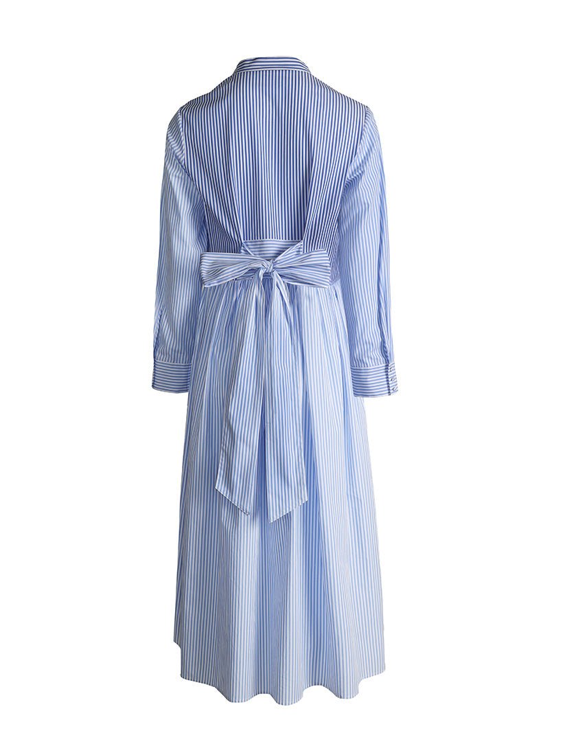 Classic Stripe Tea Rose Dress Blue - Zjoosh