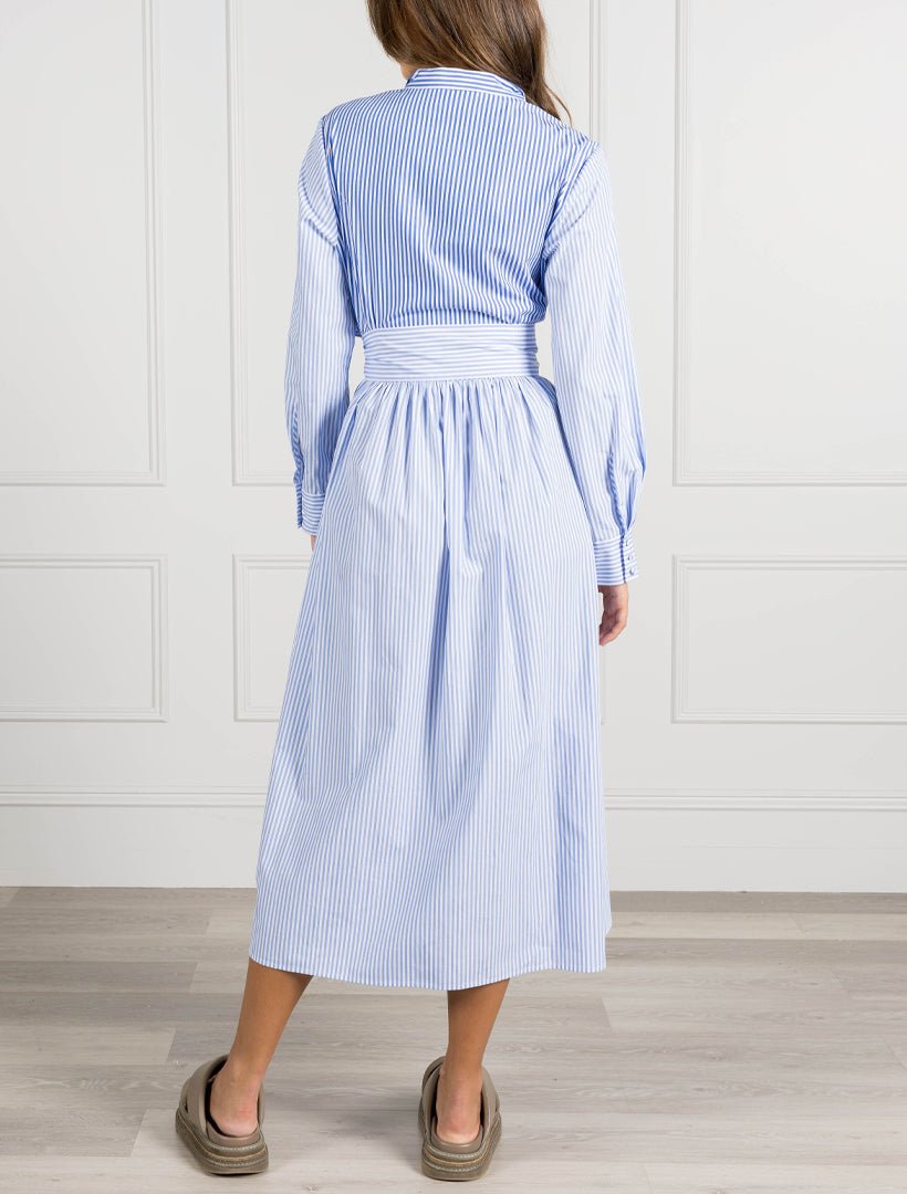 Classic Stripe Tea Rose Dress Blue - Zjoosh