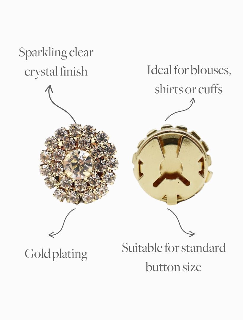 Clear Crystal Button Covers Set of 2 - FINAL SALE - Zjoosh