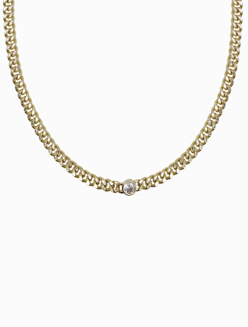 Clear Crystal Necklace Gold - Zjoosh