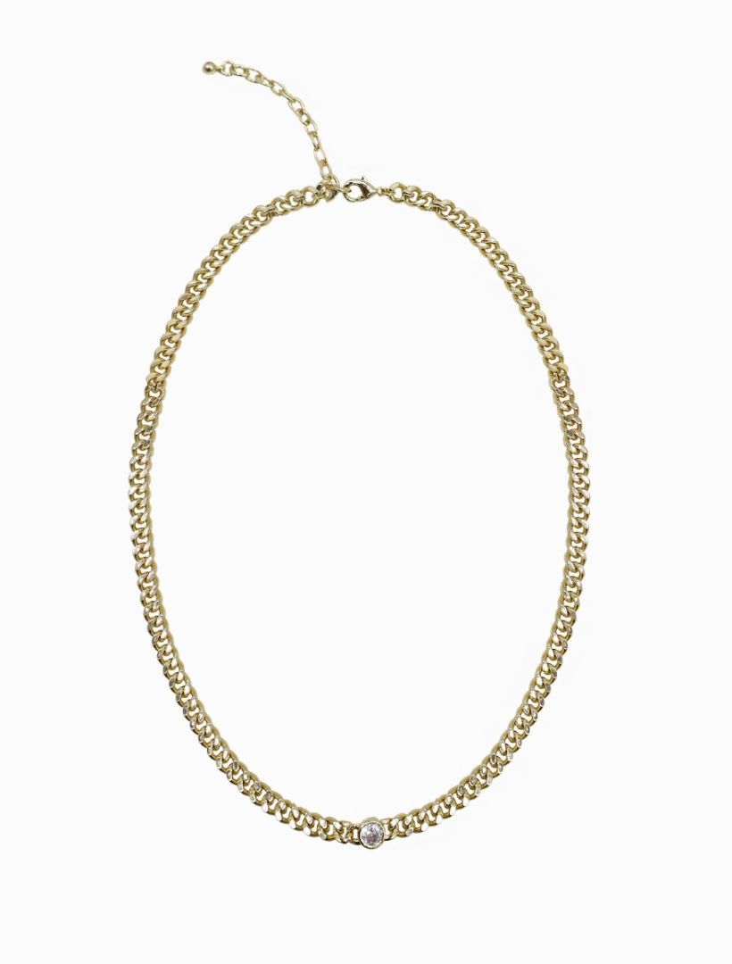 Clear Crystal Necklace Gold - Zjoosh