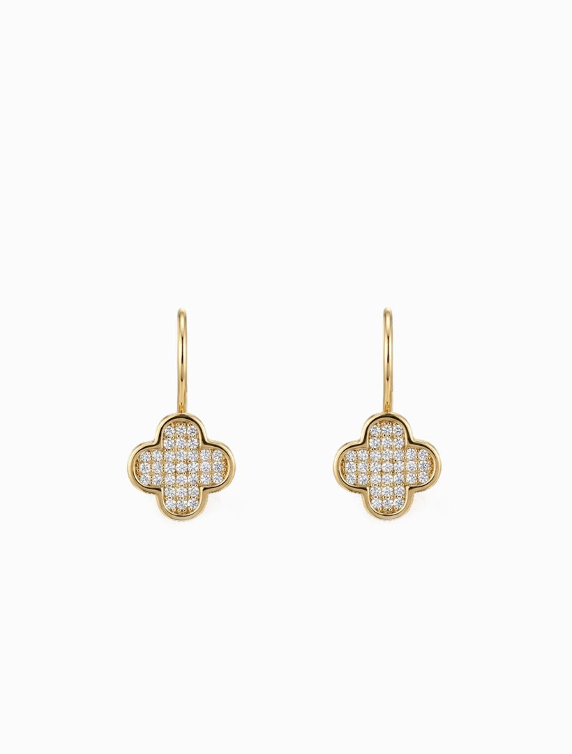 Clover Crystal French Hooks Gold - Zjoosh