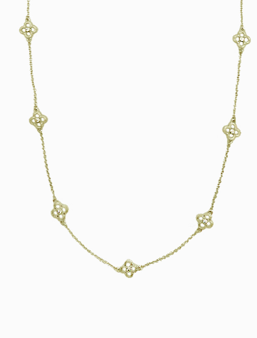 Long Clover Necklace Gold