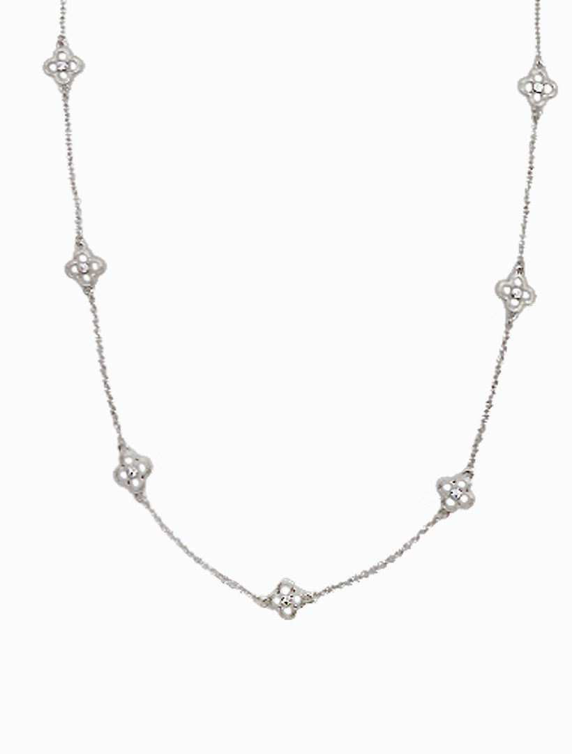 Long Clover Necklace Silver