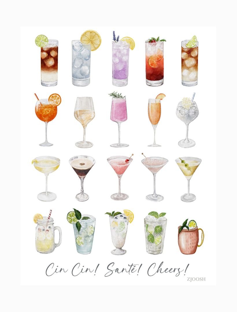 Cocktails Tea Towel - Zjoosh