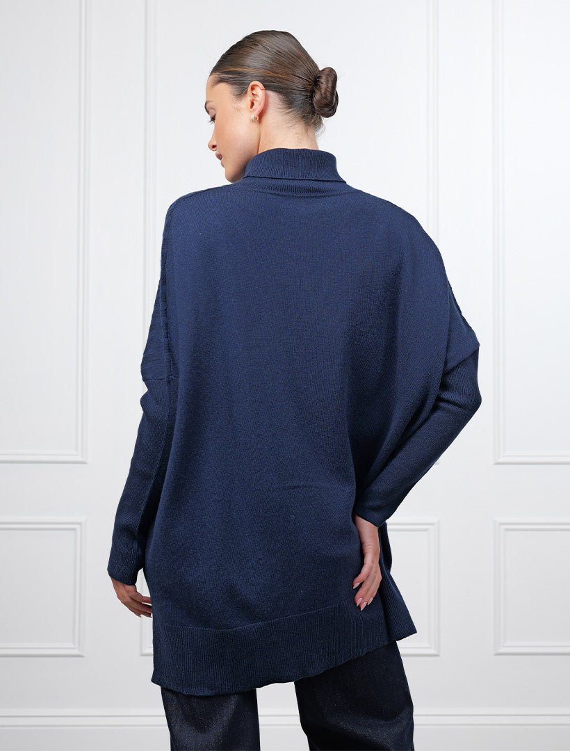 Coco Cable Knit Jumper Navy Free Size - Zjoosh
