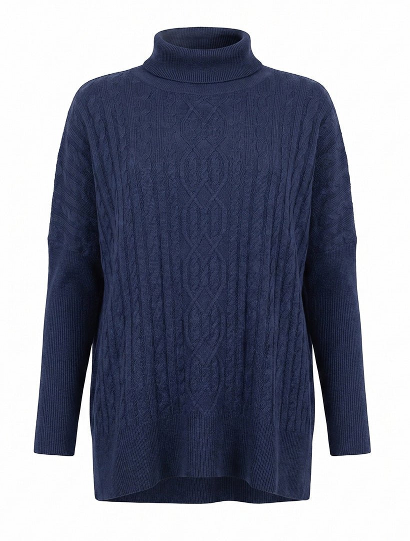 Coco Cable Knit Jumper Navy Free Size - Zjoosh