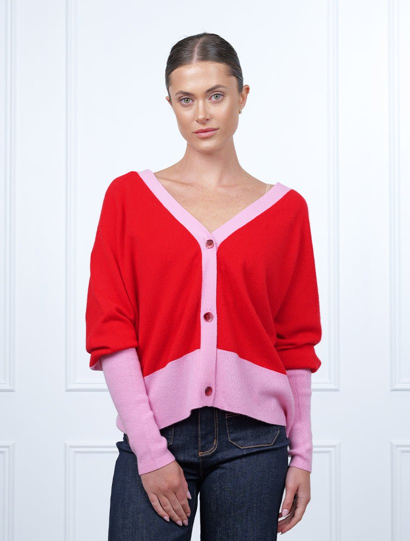 Collette Cardigan Pink Red Free Size - Zjoosh