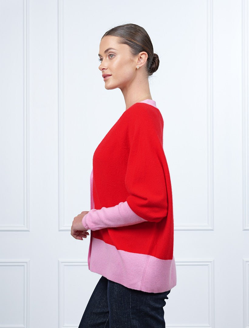 Collette Cardigan Pink Red Free Size - Zjoosh