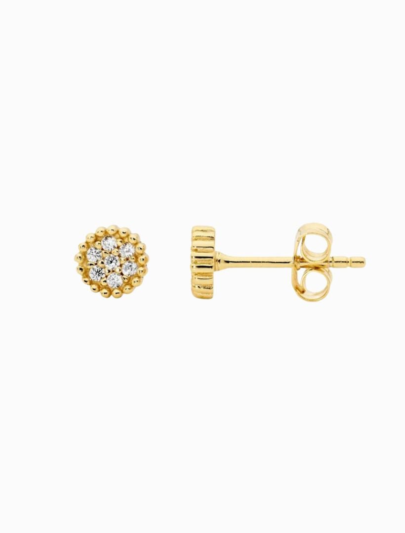 Crown Set Cubic Zirconia Cluster Earrings Gold - Zjoosh