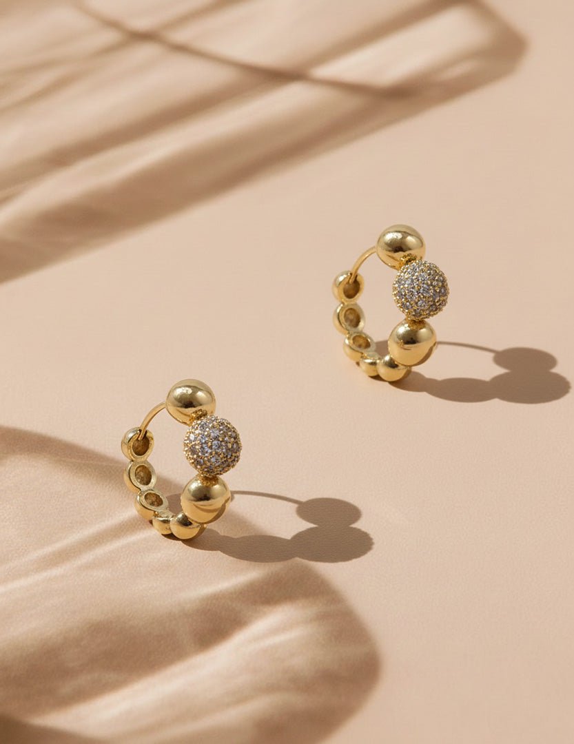 Crystal ball Hoops Gold - Zjoosh
