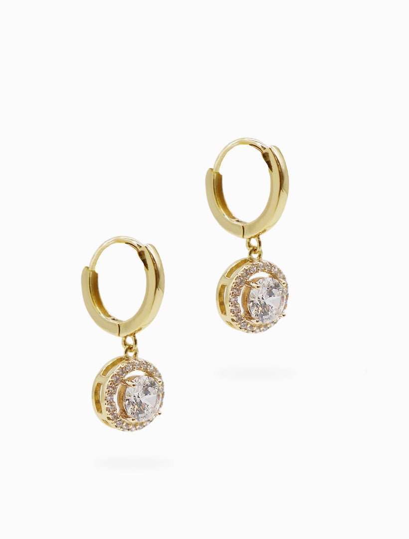 Crystal Circle Drop Earrings Gold - Zjoosh