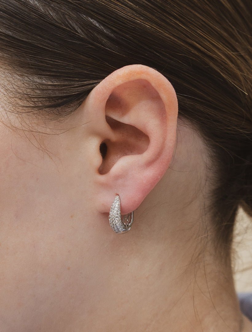 Crystal Huggie Hoops Silver - Zjoosh