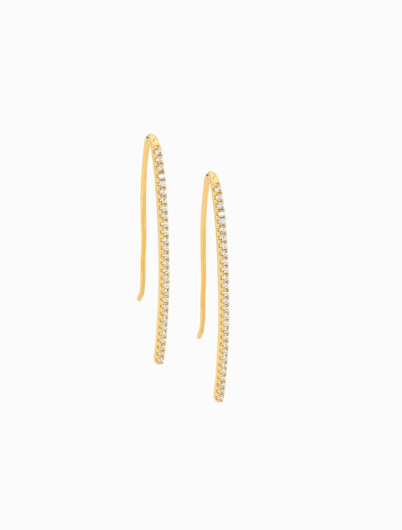 Cubic Zirconia Drop Bar Earrings Gold - Zjoosh