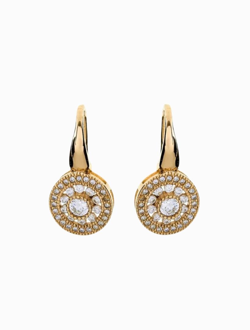 Cubic Zirconia Drop Earrings on French Hook Gold - Zjoosh