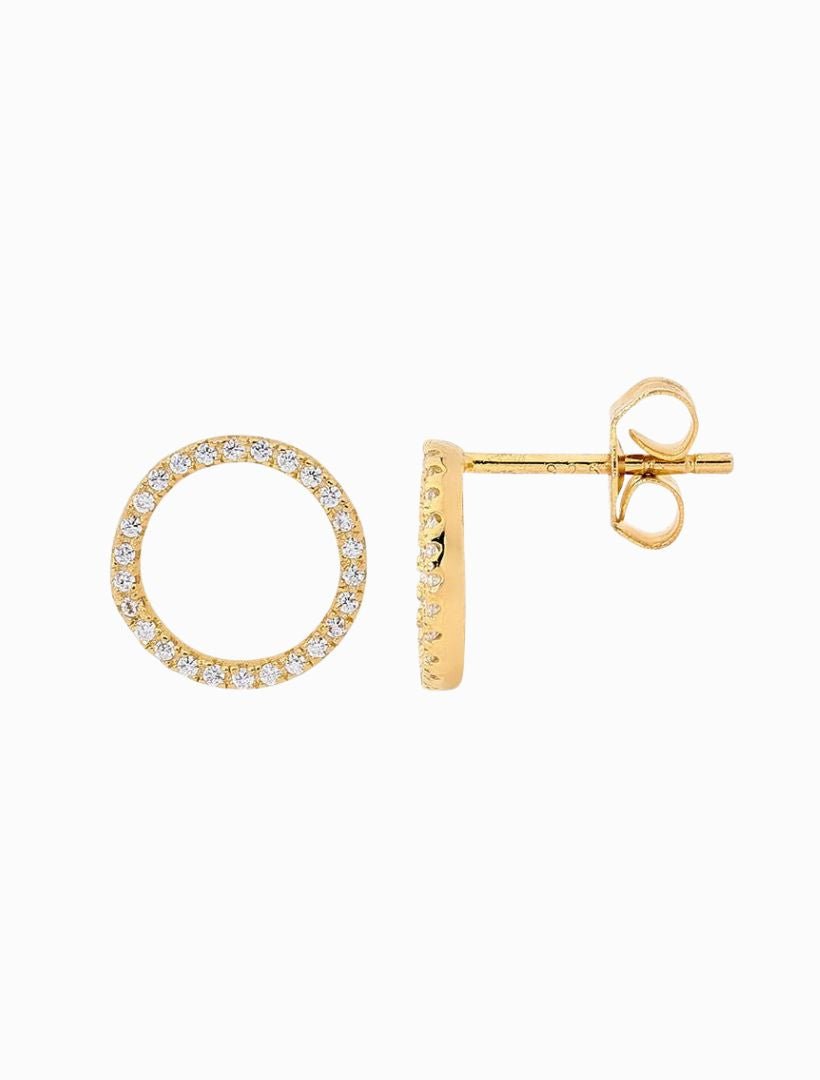 Cubic Zirconia Open Circle Earrings Gold - Zjoosh