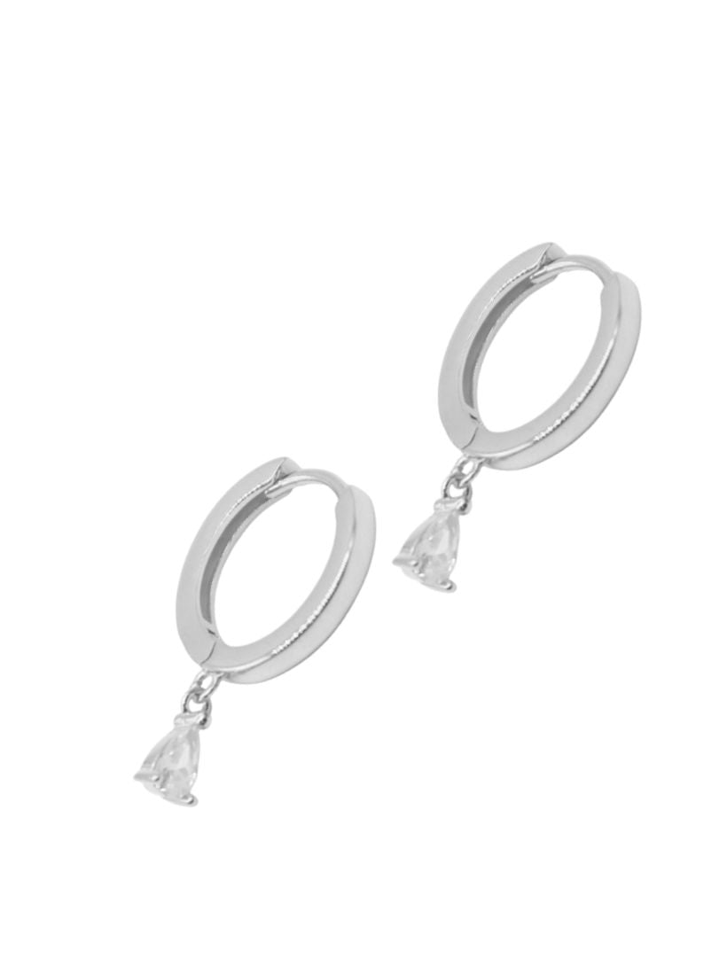 Lucienne Hoops with Cubic Zirconia Drop Rhodium