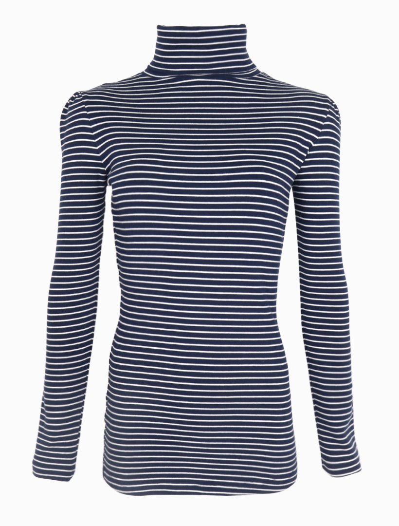 Dhalia Roll Neck Navy White - FINAL SALE - Zjoosh